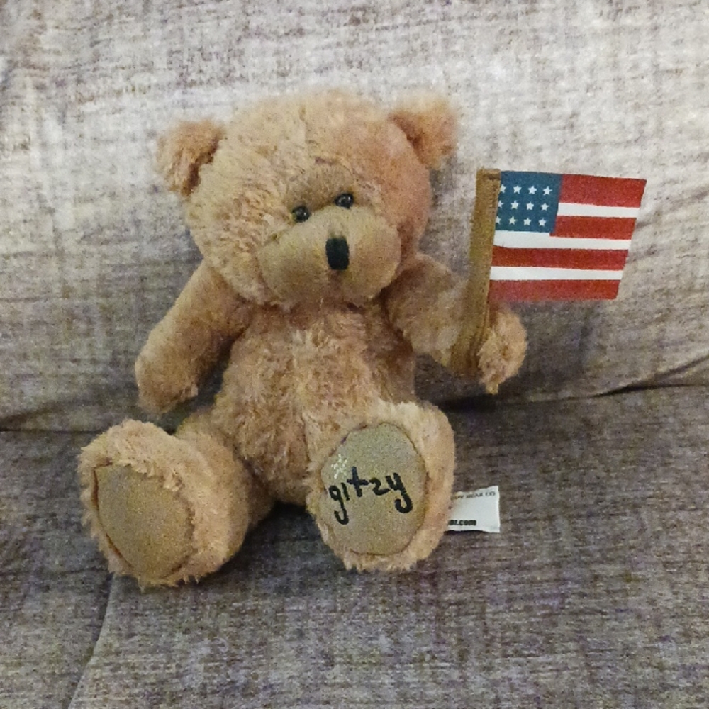 Gund Tan Teddy Bear with American Flag